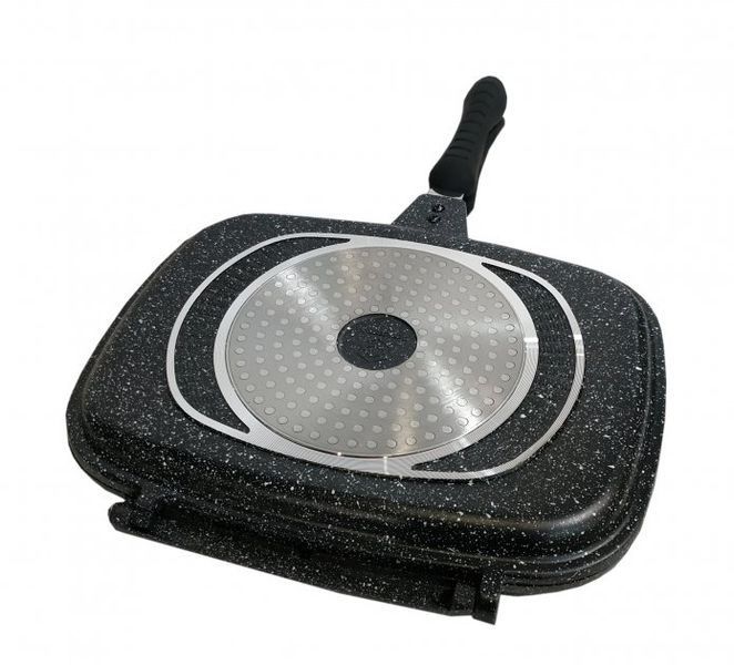 Двостороння сковорода-гриль з мармуровим покриттям 32*25 PANEB-8318 фото