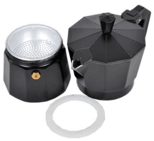 Гейзерная кофеварка алюминиевая черная на 6 чашек (300мл) GC-EB-6181 фото